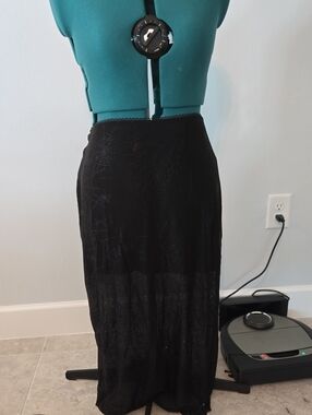 Forest Ink Black Lace Maxi Skirt - Semi-Sheer Gothic